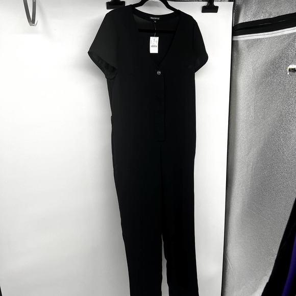 J. Crew Mercantile Jumpsuit 4 V-Neck Short Sleeve Button Front Pocket Black NWT - Picture 3 of 9